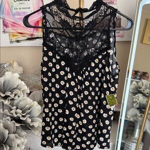 Haute Monde Black Floral Lace Blouse